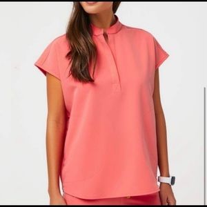 Figs Hot Coral Scrubs XS Set